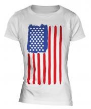 Stars And Stripes Painted Flag Ladies T-Shirt