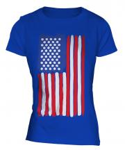Stars And Stripes Painted Flag Ladies T-Shirt
