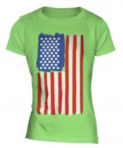 Stars And Stripes Painted Flag Ladies T-Shirt