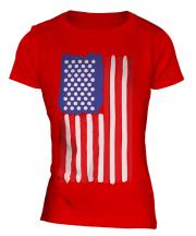Stars And Stripes Painted Flag Ladies T-Shirt