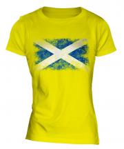 Scotland Distressed Flag Ladies T-Shirt