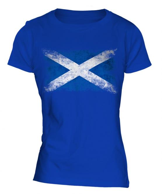 Scotland Distressed Flag Ladies T-Shirt