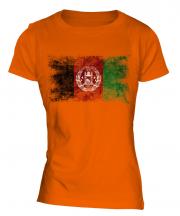 Afghanistan Distressed Flag Ladies T-Shirt