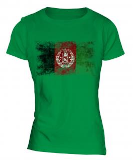 Afghanistan Distressed Flag Ladies T-Shirt