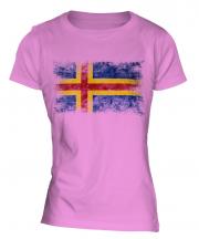 Aland Distressed Flag Ladies T-Shirt