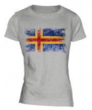 Aland Distressed Flag Ladies T-Shirt