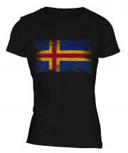 Aland Distressed Flag Ladies T-Shirt