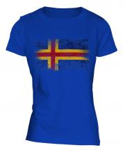 Aland Distressed Flag Ladies T-Shirt