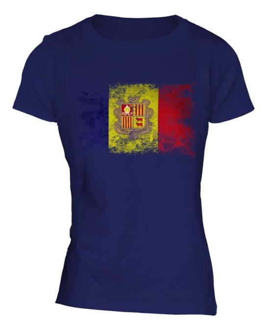 Andorra Distressed Flag Ladies T-Shirt