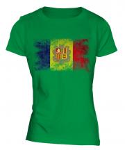 Andorra Distressed Flag Ladies T-Shirt