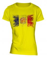 Andorra Distressed Flag Ladies T-Shirt