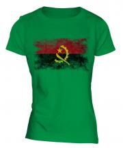 Angola Distressed Flag Ladies T-Shirt