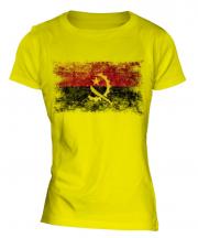 Angola Distressed Flag Ladies T-Shirt