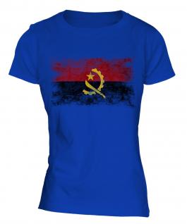 Angola Distressed Flag Ladies T-Shirt