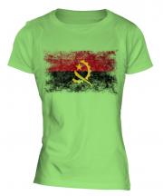 Angola Distressed Flag Ladies T-Shirt