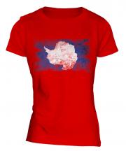 Antartica Distressed Flag Ladies T-Shirt