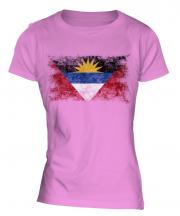 Antigua And Barbuda Distressed Flag Ladies T-Shirt