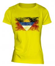 Antigua And Barbuda Distressed Flag Ladies T-Shirt