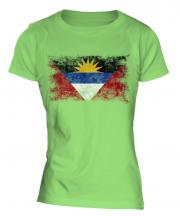 Antigua And Barbuda Distressed Flag Ladies T-Shirt