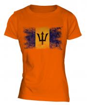 Barbados Distressed Flag Ladies T-Shirt