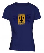 Barbados Distressed Flag Ladies T-Shirt