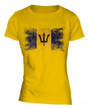 Barbados Distressed Flag Ladies T-Shirt