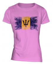 Barbados Distressed Flag Ladies T-Shirt