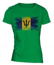 Barbados Distressed Flag Ladies T-Shirt