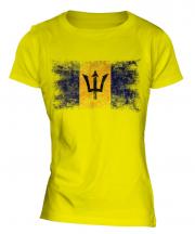Barbados Distressed Flag Ladies T-Shirt