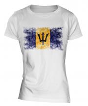Barbados Distressed Flag Ladies T-Shirt