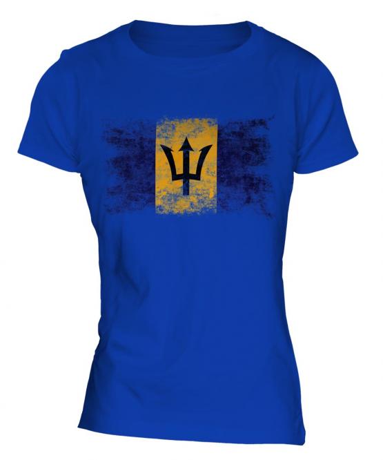 Barbados Distressed Flag Ladies T-Shirt