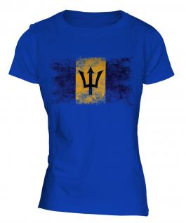 Barbados Distressed Flag Ladies T-Shirt