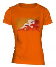 Bhutan Distressed Flag Ladies T-Shirt