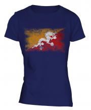 Bhutan Distressed Flag Ladies T-Shirt