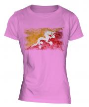 Bhutan Distressed Flag Ladies T-Shirt