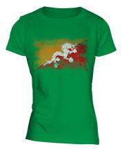 Bhutan Distressed Flag Ladies T-Shirt
