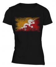 Bhutan Distressed Flag Ladies T-Shirt
