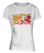 Bhutan Distressed Flag Ladies T-Shirt