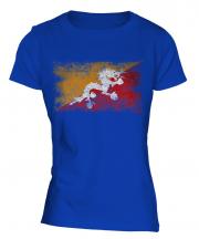 Bhutan Distressed Flag Ladies T-Shirt