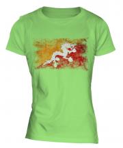 Bhutan Distressed Flag Ladies T-Shirt