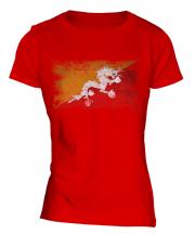 Bhutan Distressed Flag Ladies T-Shirt