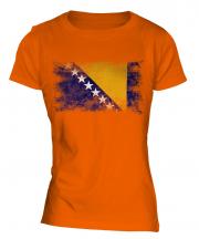 Bosnia And Herzegovina Distressed Flag Ladies T-Shirt