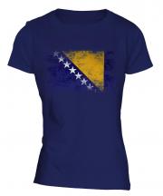 Bosnia And Herzegovina Distressed Flag Ladies T-Shirt