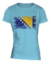 Bosnia And Herzegovina Distressed Flag Ladies T-Shirt