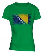Bosnia And Herzegovina Distressed Flag Ladies T-Shirt