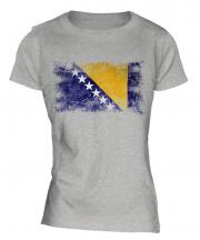Bosnia And Herzegovina Distressed Flag Ladies T-Shirt