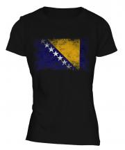 Bosnia And Herzegovina Distressed Flag Ladies T-Shirt