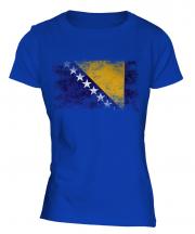 Bosnia And Herzegovina Distressed Flag Ladies T-Shirt