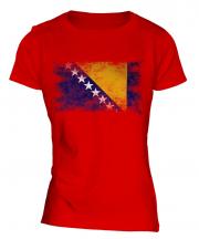 Bosnia And Herzegovina Distressed Flag Ladies T-Shirt