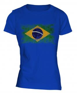 Brazil Distressed Flag Ladies T-Shirt